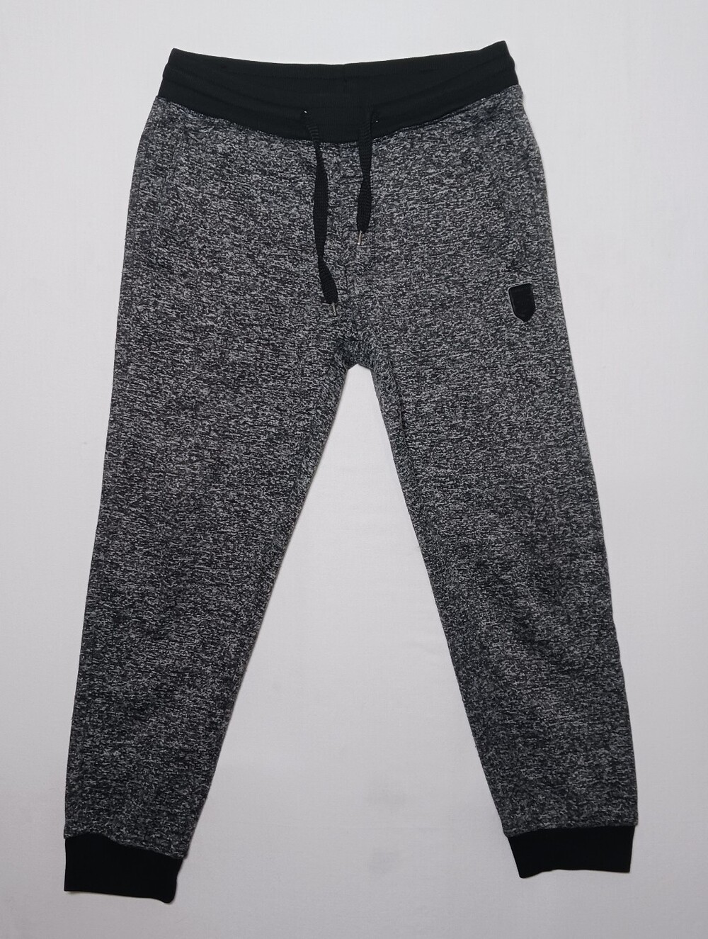 Southpole Mens Basic Active Fleece Joggers Small Marled Gray Ribbed